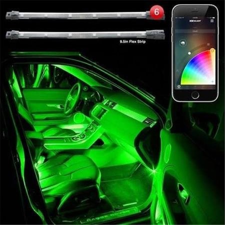 XK GLOW XK Glow KSCARMINI 10 in. Flexible Strip Car Interior Grill XKchrome App Controlled Underglow Kit- Mini; 6 Piece XKG-KSCARMINI